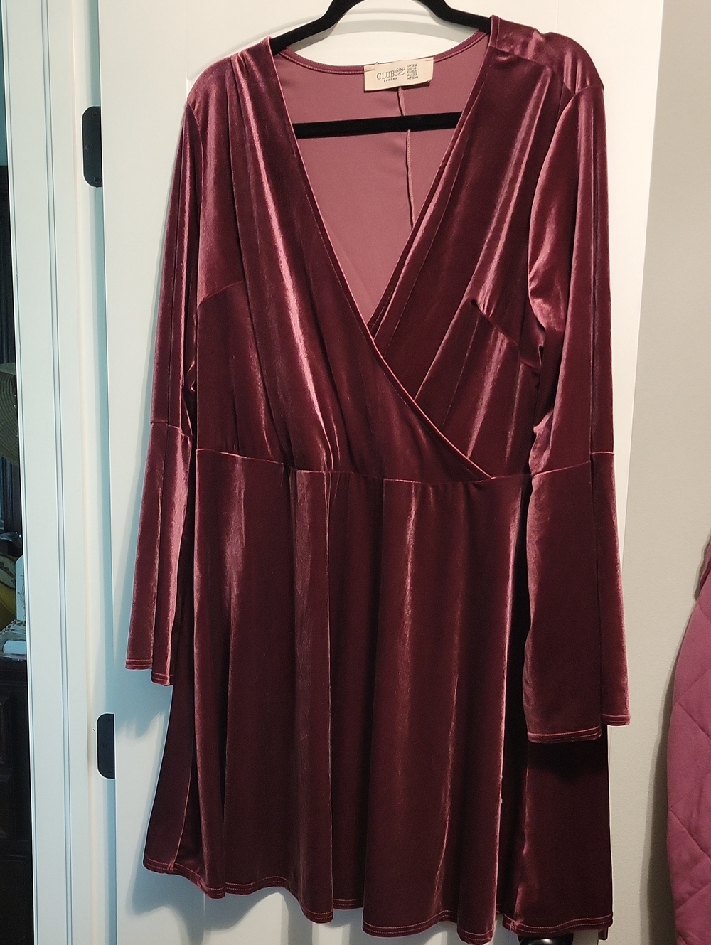 Velvet Wrap Dress in Deep Wine